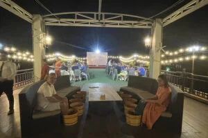 Herbal wood foot bath on Sundeck