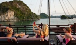 Is it safe and enjoyable to take young children on an overnight cruise in Halong Bay?